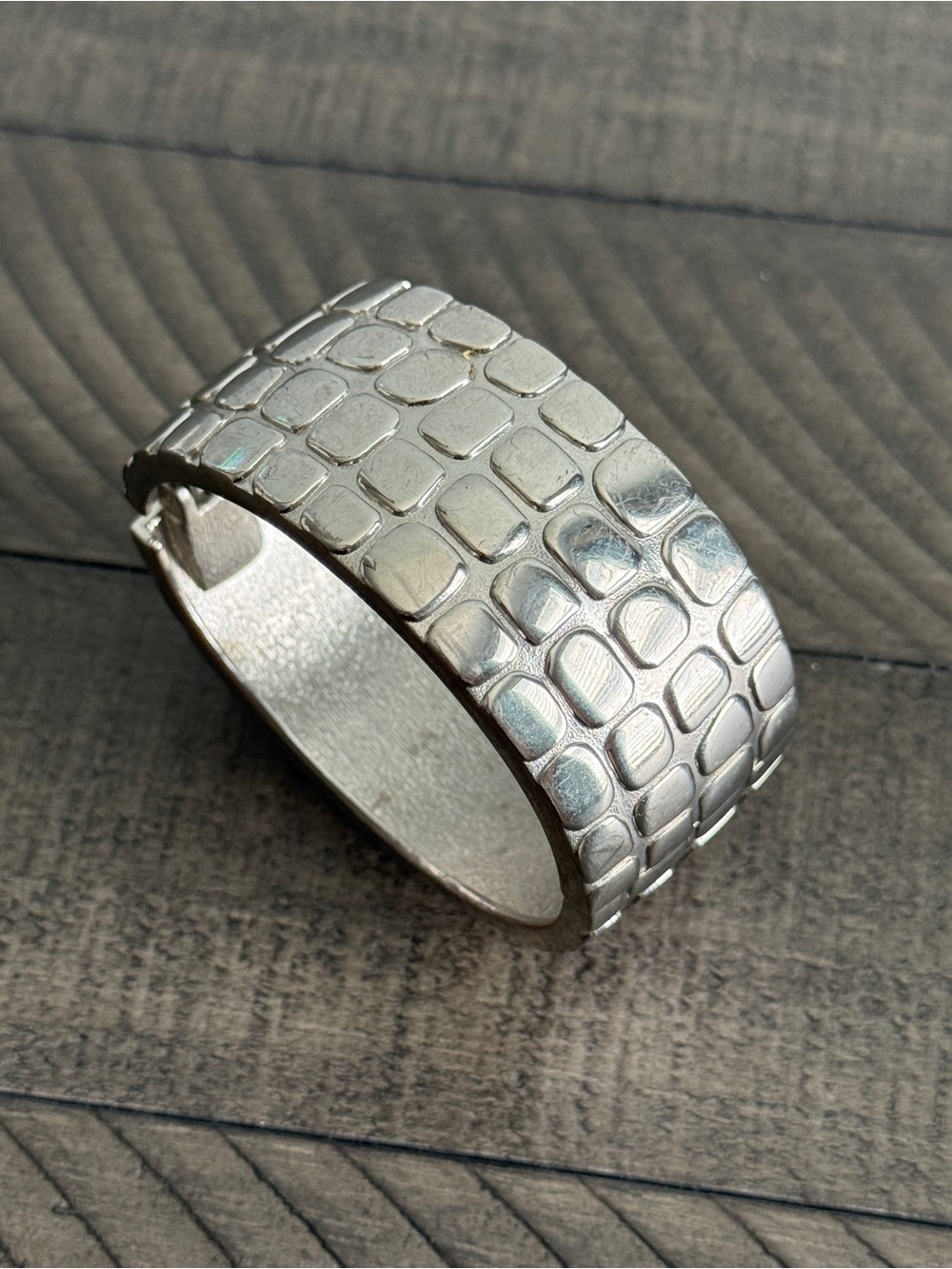 Silver-Toned Snake Skin Cuff Bracelet - Picture 6 of 9